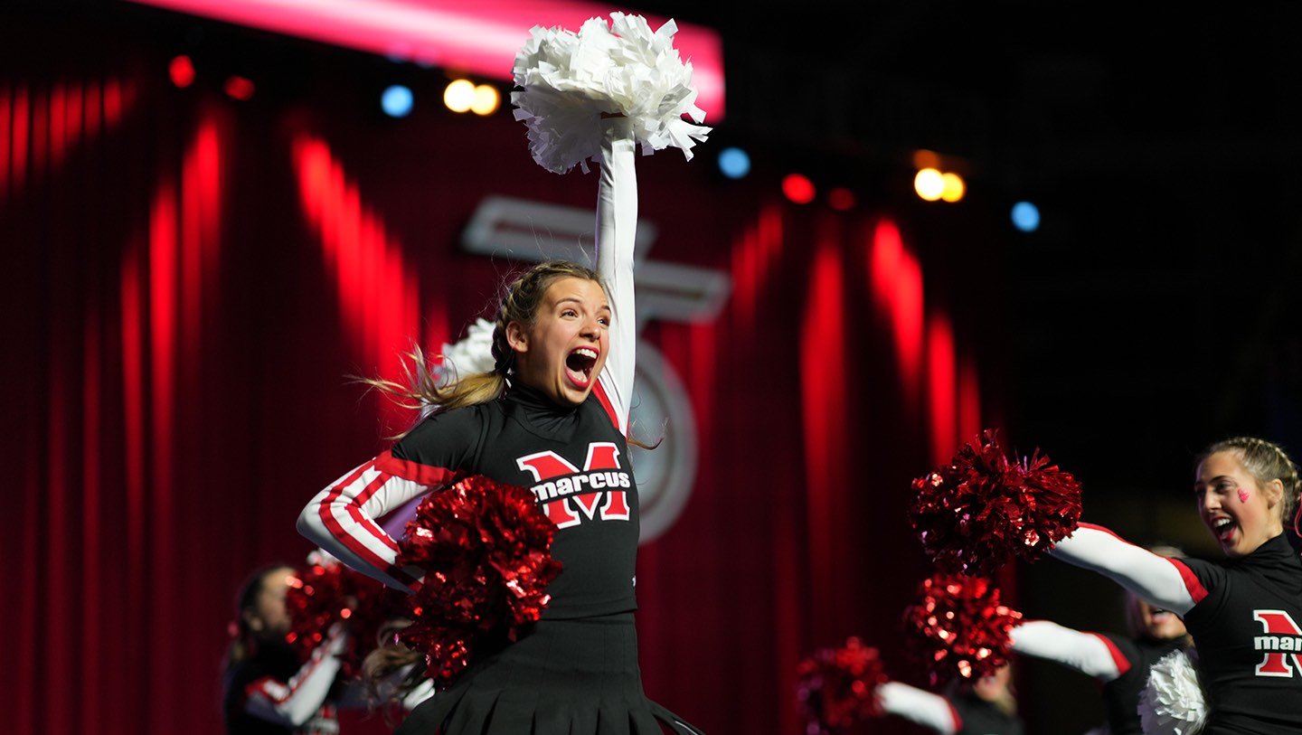 Cheerleader competing at NCA High School Nationals